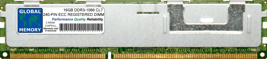 16GB DDR3 1066MHz PC3-8500 240-PIN ECC REGISTERED DIMM (RDIMM) MEMORY RAM FOR SERVERS/WORKSTATIONS/MOTHERBOARDS (2 RANK CHIPKILL)